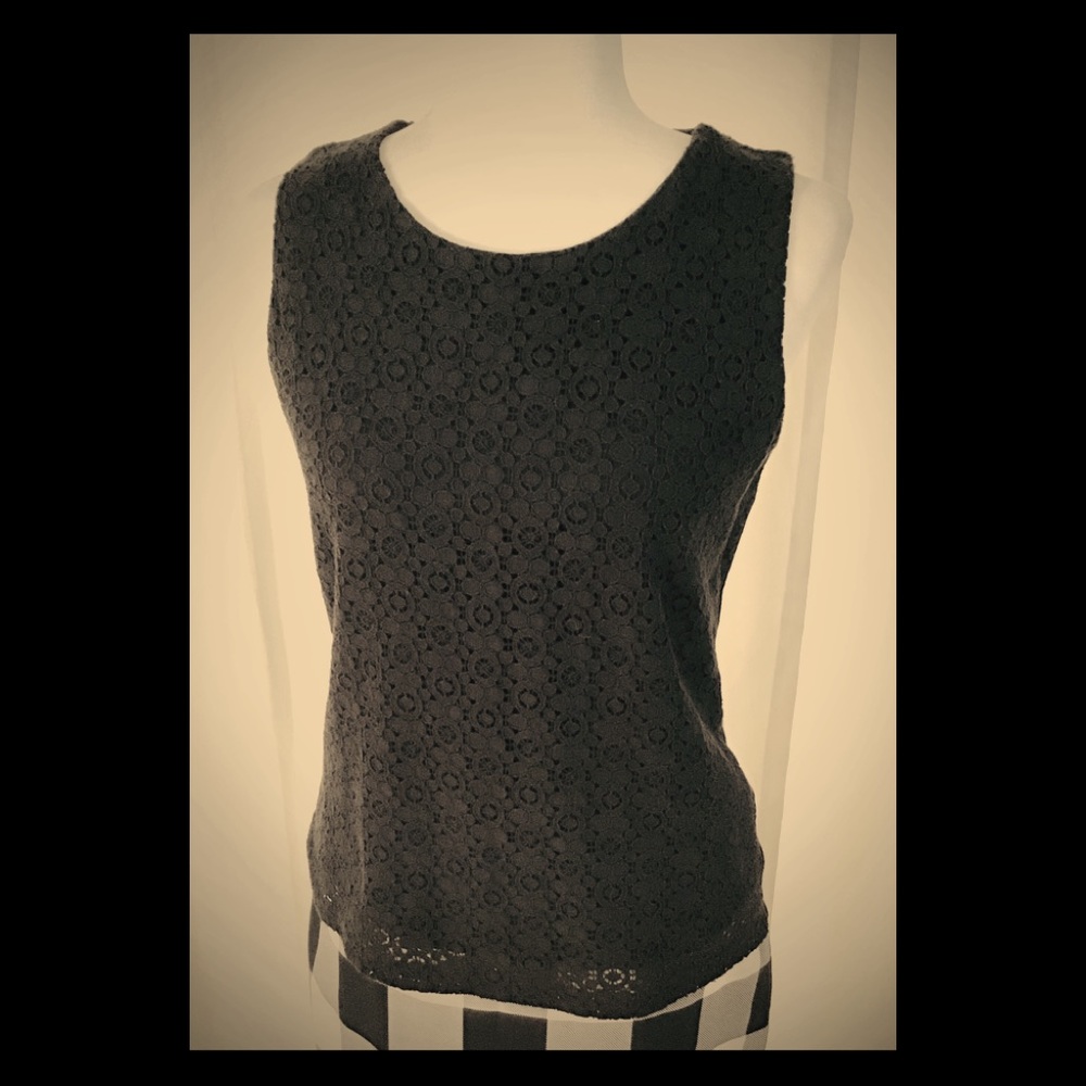 Talbots Black Eyelet Front Shell - Picture 2 of 8